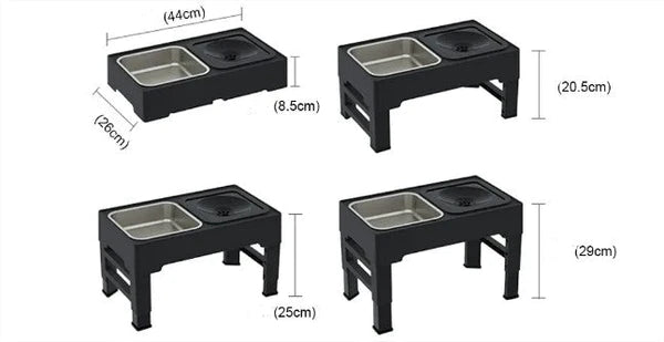 Comedouro e Bebedouro Ajustável Pet - 4 Níveis De Altura - Prático