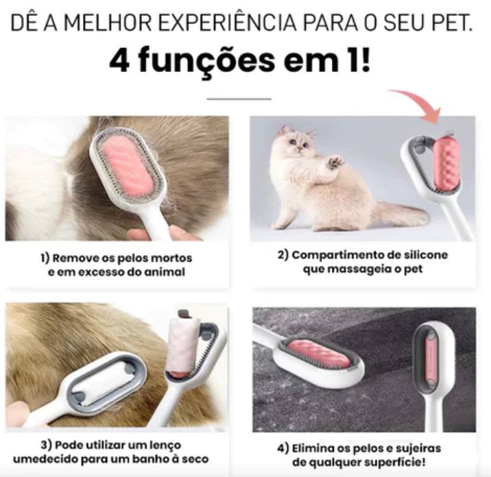 Escova Mágica Pet - 4 em 1 - Banho a Seco